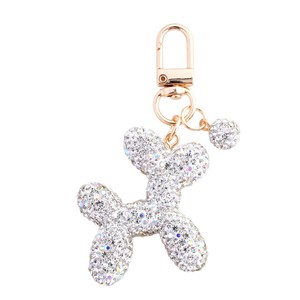 Bán Hot dễ thương bóng Puppy Mặt dây chuyền Kim cương Keychain đầy đủ Rhinestone động vật Búp bê mặt dây chuyền phụ kiện Keyring cho cặp vợ chồng sinh viên - Product Image 4