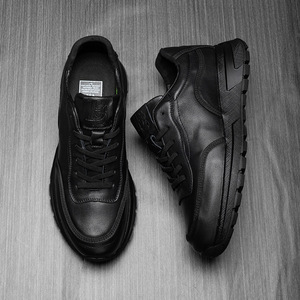 Vente en gros d'usine de chaussures pour hommes en cuir véritable printemps-automne, chaussures de sport décontractées à lacets, à semelle épaisse et à bout rond, tendance. - Product Image 3