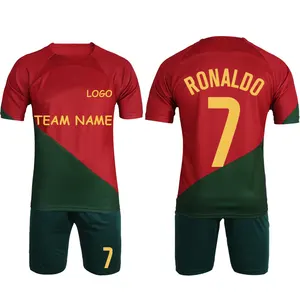 最新デザインカスタム名ロナウドサッカーユニフォームポルトガルジャージープレーヤーバージョンサッカーシャツメーカー