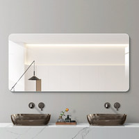 Miroir de salle de bain mural en verre sans perçage, miroir de lavabo au design minimaliste et moderne, miroir de toilette rectangulaire personnalisable