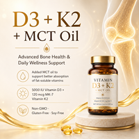Gélules de Vitamine D3 K2 MK7 avec Huile MCT de Noix de Coco 5000UI D3 120mcg K2 Marque Privée Complément Alimentaire pour la Santé Osseuse OEM ODM