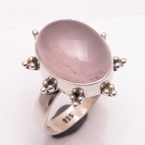 Anillos de Plata de Ley 925 hechos a mano, nuevo diseño, Cuarzo Rosa Natural, joyería fina, conjunto de bodas al por mayor, tecnología de incrustaciones elegantes - Product Image 5