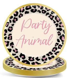 Platos de Papel Desechables Redondos de 7 Pulgadas con Diseño de Guepardo para Fiestas Temáticas de Animales y Safari, 350 g/m², Color Blanco, Aprobados por la FDA, Artículos para Fiestas - Product Image 5