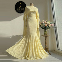 Robe Abaya Sirène en Dentelle pour Femmes Musulmanes, Modeste, Tendance Islamique, Robe de Soirée Formelle, Élégante avec Ourlet en Queue de Poisson en Dentelle