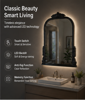 Miroir LED intelligent sans cadre, miroir de salle de bain rétroéclairé, anti-buée avec capteur tactile, affichage de l'heure à intensité variable, IP44 OEM ODM Hôtel
