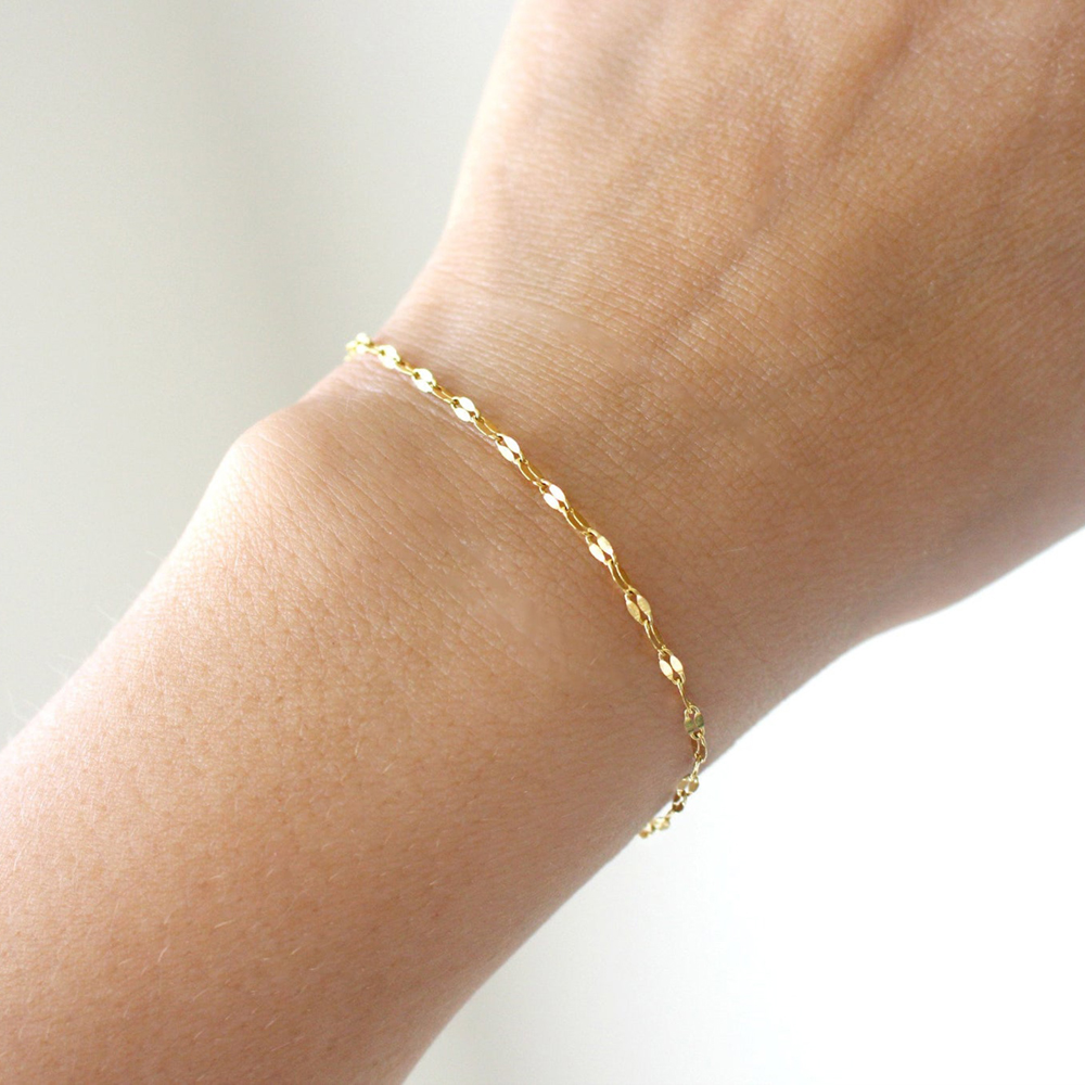 Pulsera minimalista de acero inoxidable con cadena para mujer, Joyería Moderna