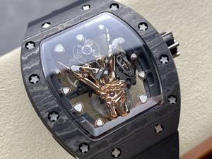 2026 New NTPT Carbon Fiber Tonneau 3D Skeleton Hand Tourbillon <b>Watch</b> Men Luxury Openwork Mechanical <b>Watch</b> Black <b>Rubber</b> Strap - Product Image 2