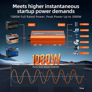 1000W รถยนต์12V/24V/48V ถึง100V/110V/120V DC/AC พลังงานแสงอาทิตย์สำหรับตั้งแคมป์ LGE-1080Ti 12V/24V/48V ถึง100V/110V/120V เปิดใช้ - Product Image 6