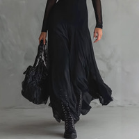 Robe longue vintage à col rond entièrement tricotée, style Empire, pour femme, robe d'été