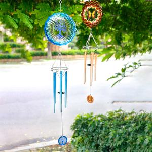 Decorazioni natalizie, filatore di vento con campanelli eolici, unici ornamenti da giardino in metallo per esterni filatore di vento 3D Tree Of Life - Product Image 3