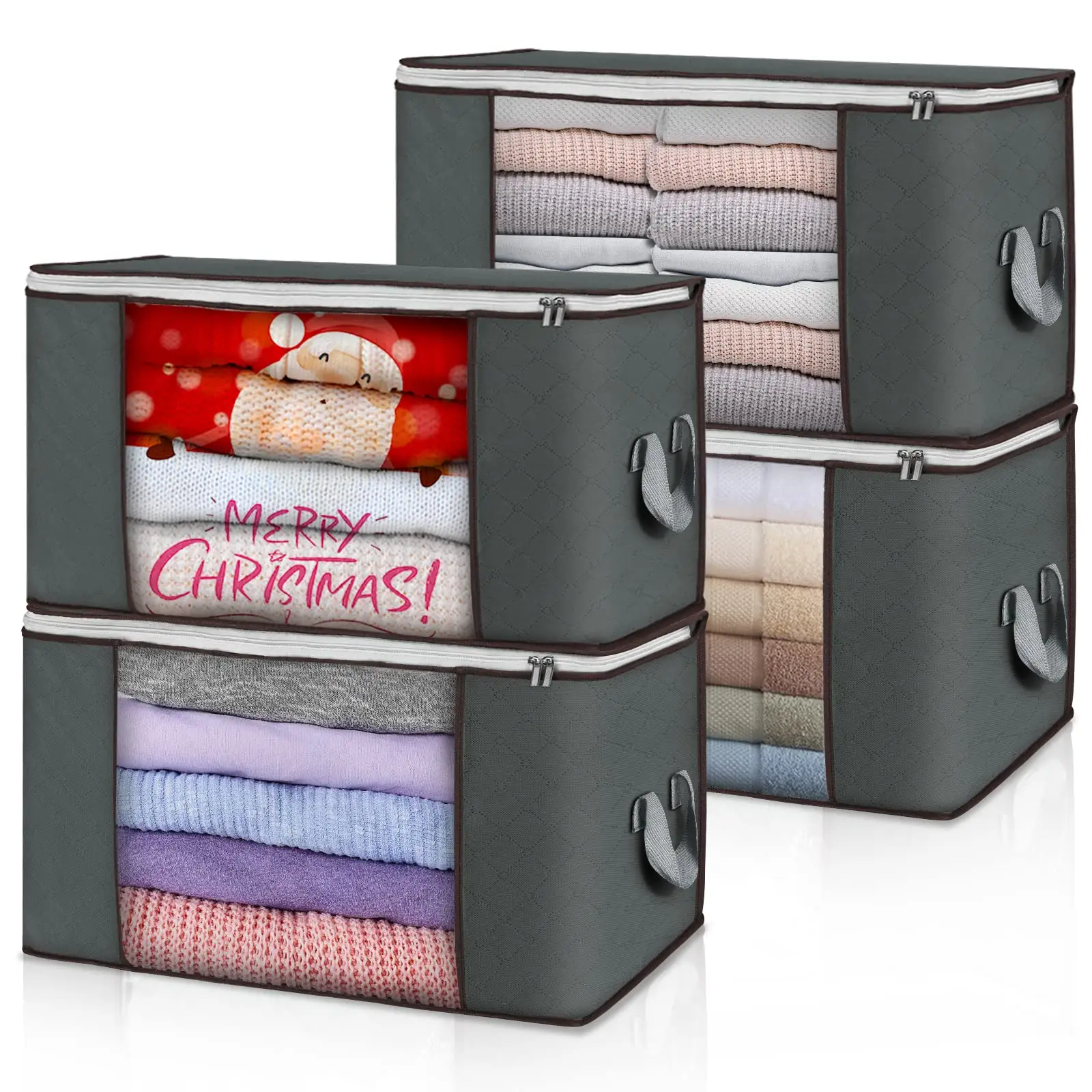 Custom Large Capacity Foldable Storage Organizers Bins Dust And Moisture Proof Portable Clothes Storage Bags