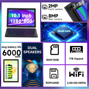 Tablet <span class=keywords><strong>PC</strong></span> de 10.1 Pulgadas, 12GB (3GB+9GB Expandibles) de RAM, 64GB de ROM, Batería de 6000mAh, WIFI+BT con Teclado, Funda, Ratón y Lápiz - Product Image 2