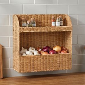 Wall Mounted Woven Storage <b>Basket</b> Rectangle <b>Large</b> Capacity For Kitchen Scallion Ginger Garlic Organizer - Product Image 3