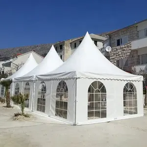 FEAMONT 3x3 5x5 6x6 Steel Aluminum Exhibition Tents White PVC Pagoda Trade Show Tent For Sale