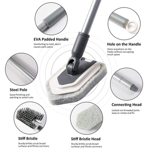 Scrubber per vasca <span class=keywords><strong>e</strong></span> piastrelle 2 in 1 con manico lungo Scrubber per doccia allungabile per la pulizia della vasca da bagno cucina a parete - Product Image 3