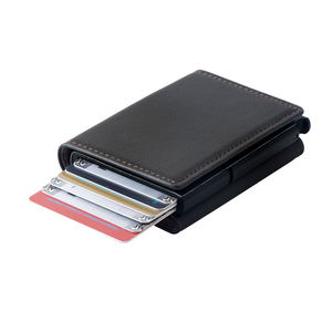Tarjetero Delgado Antirrobo de Cuero Genuino con Cierre a Presión, Diseño Minimalista para Hombre - Product Image 2