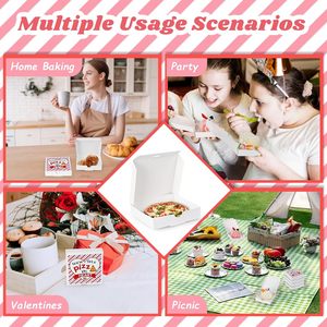 Boîtes à mini-pizzas rouges et blanches pour la Saint-Valentin, boîtes à pizzas blanches avec autocollants pour les cadeaux de fête de Noël, DIY - Product Image 3