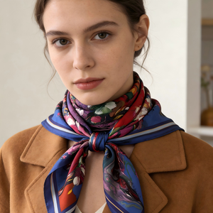 <span class=keywords><strong>Sciarpa</strong></span> Quadrata di Lusso da <span class=keywords><strong>Donna</strong></span> 100% Seta 90cm Stampa Digitale Multifunzionale per Uso Esterno YAYUGAO--Xiangman - Product Image 2