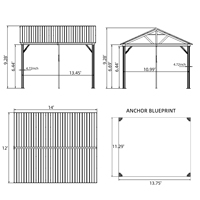 Gazebo en bois moderne de style chinois, cour villa, jardin, pavillon de loisirs, terrasse, auvent en bois massif, pergola en bois