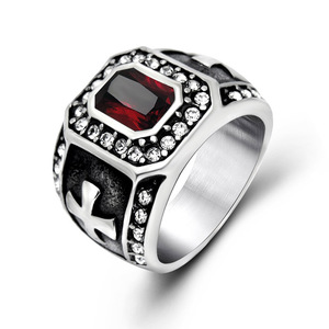 Bague croix rétro européenne et américaine en zircone cubique, bijoux de mode unisexe SA566 - Product Image 2