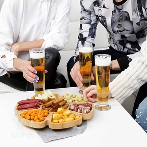 Plato de servicio de madera de bambú natural, bandeja de comida personalizable, bandeja de servicio giratoria para comedor - Product Image 2