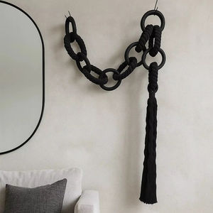 Bosimia Corde manuelle tissée en coton noir Tenture murale de luxe <span class=keywords><strong>couture</strong></span> pour librairie ou salon - Product Image 1