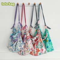 Nouveau Sac à Bandoulière en Toile Style Ethnique Floral avec Cordon de Serrage, Grande Capacité, Doublure en Coton, Sac de Voyage Souple et Sac Fourre-tout Intérieur