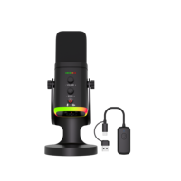 Microphone à condensateur sans fil YU8w avec éclairage RGB, suppression du bruit, 48V, cardioïde, pour diffusion en direct, jeux et enregistrement