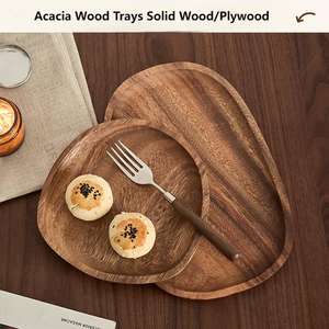 熱販売中 無垢材トレイ アカシア材 高級茶托 フルーツ・スナック・ナッツ・デザートプレート テーブルトップ収納食器 - Product Image 3