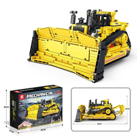Reobrix 22001 Engin mécanique D11 Bulldozer Grue Camion Électrique en Plastique Kit de Briques RC pour Adultes Ensembles de Blocs de Construction