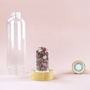 Botella de agua de cristal de 500ml al por mayor para mujeres con piedras preciosas de borosilicato de amatista de cuarzo rosa curativas para el bienestar - Product Image 3