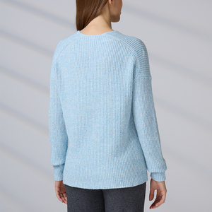Suéter de Punto Personalizado para Mujer, con Logotipo OEM/ODM, Cuello en V, Manga Larga, Algodón, Invierno - Product Image 6