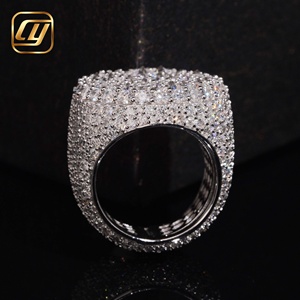 Hip Hop Iced Out Wide Ring 925 Sterling Silver All Over Micro Pave VVS Lab Grown Diamond Statement Men’s Party Jewelry Unisex - Product Image 4