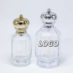 Middle East Dubai Arabian <b>Empty</b> Luxury Irregular Crown Cap 50ml 100ml Clear Crimp Arabic Perfume Glass Bottle With <b>Box</b> Packaging - Product Image 1