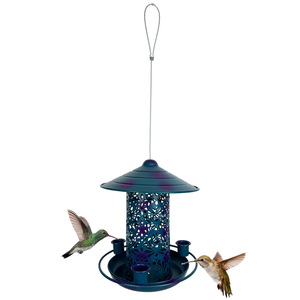 Mangeoire à oiseaux en métal <span class=keywords><strong>pour</strong></span> accrocher à l'extérieur, mangeoire à graines, mangeoires à oiseaux sauvages <span class=keywords><strong>pour</strong></span> jardin Cardinal Finch Bluebird, facile à remplir et à nettoyer - Product Image 2