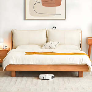 Lit plateforme en bois massif de style japonais, 1,5 m, 1,8 m, en bois de cerisier, lit bas avec sommier pour petites chambres, adultes, enfants, personnes âgées - Product Image 2