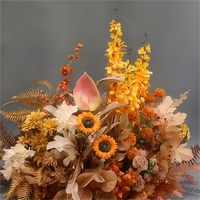 Allée de fleurs artificielles de couleur caramel, décor de mariage, ton d'automne, fausses fleurs pour arrangement de toile de fond, installation au plafond
