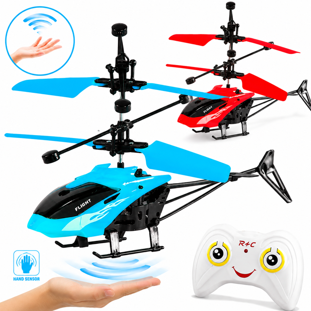Kids Remote Controlled Hovering Airplane Sensor Activated Dual Mode Plastic Helicopter Gesture Suspended Aircraft Children Toy