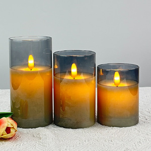 Điều khiển từ xa pin-Powered <span class=keywords><strong>LED</strong></span> nhấp nháy sáp trụ cột nến thủy tinh Flameless di chuyển ngọn lửa ánh sáng cho giáng sinh trang trí - Product Image 5