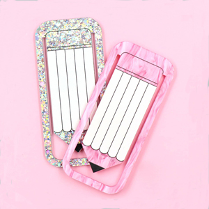 Marcapáginas con clip personalizado, bolígrafo con purpurina de mármol rosa, acrílico, cortado con láser, chatarra, libro, amante, regalo del Día del maestro - Product Image 4