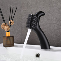 Robinet de lavabo créatif à capteur tactile en forme de pouce, monocommande, entièrement en cuivre