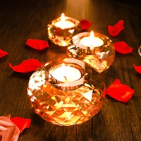 Großhandel Schöne Runde Handgemachte K9 Kristall Tee licht halter für Hochzeiten und Valentinstag Esszimmer Dekor