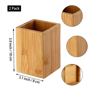 Sinh Thái Thân Thiện Với Sản Phẩm 2023 Tre Bàn Tổ Chức 2 Gói Bằng Gỗ Chủ Bút Đứng Đa Mục Đích Sử Dụng Hộp Bút Chì Cho Văn Phòng Nhà - Product Image 2