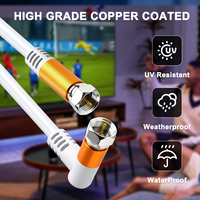 Cable Coaxial Macho-Macho RG59/3C-2V/RG6 Blanco para HDTV 1080p, con Cubierta de PVC Trenzada, Niquelado, 75ohm, Acabado Dorado, para Antena de TV y Comunicación