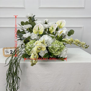 DKB Artificial <b>Silk</b> Aisle Flower Runner for Wedding Graduation Halloween-Eco-Friendly White and <b>Green</b> Colors - Product Image 2