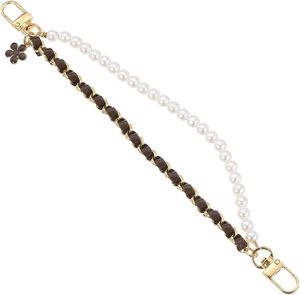 Uxcell Pearl <b>Purse</b> Double Chain Metal <b>Purse</b> Extender Chain PU Leather Handle Replace Chain <b>Purse</b> Handles Chain Wrist For Handbag - Product Image 3