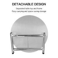 Table moderne en acier inoxydable brossé détachable de 51 pouces (130 cm), table à manger pliable pour hôtel, restaurant, maison, cantine