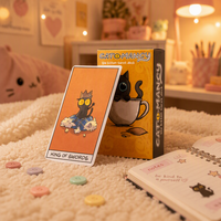 Guide d'impression de cartes de tarot éducatives et de divertissement personnalisées |   Boîte à rabat en papier noir 310 g/m² avec dorure à chaud pour jeux de société