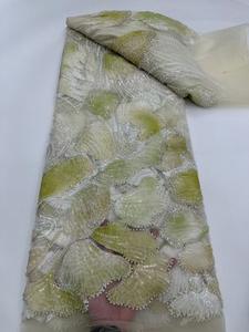 NI.AI Nigerian Lace Fabric Stickerei African French Tulle Perlen Spitze mit Pailletten Mesh Lace Stoff für Braut Brautkleid - Product Image 6