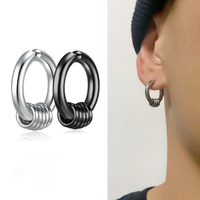 Acier inoxydable Noir Non-Piercing Indolore Oreille Clip Boucles D'oreilles Femmes Hommes Fausses Boucles D'oreilles Punk Pop Bijoux